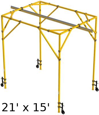 floor mounted rigid framed expanded metal falling box protection|21 ft. Box Frame fall arrest system .